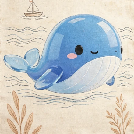 鲸鱼手绘插画效果